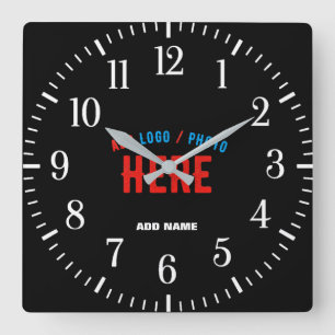HORLOGE CARRÉE MODERNE ET MODERNE PERSONNALISABLE NOIR VÉRIFIÉ
