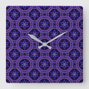 Horloge Carrée Moderne Florale Élégante Abstrait Bohème Motif #50