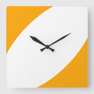 Horloge Carrée Moderne Jaune Orange Blanc Courbes Ensoleillées