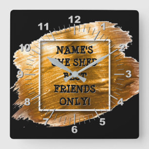 Horloge Carrée Modifier le texte Ajouter le nom Elle Shed Gold Br