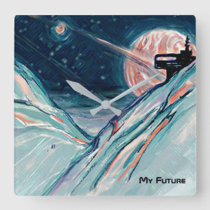 Horloge Carrée Mon futur chez soi dans l'espace