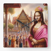 Mona est en face du temple thaïlandais