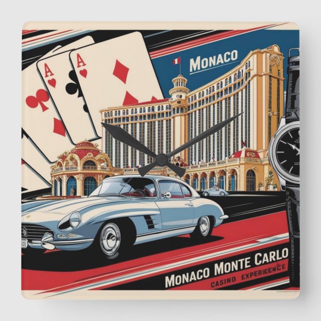 Horloge Carrée Monaco Monte Carlo Luxury Car Watch  (Recto)