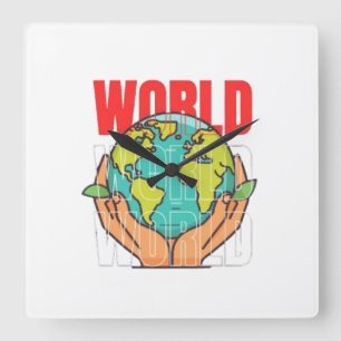 Horloge Carrée Monde – Conception de globe d'aventure de voyage