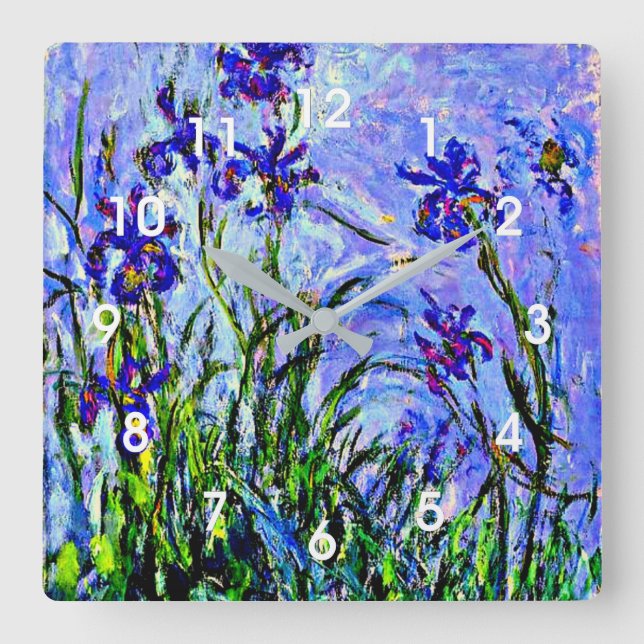 Horloge Carrée Monet - Lilac Irises (Recto)