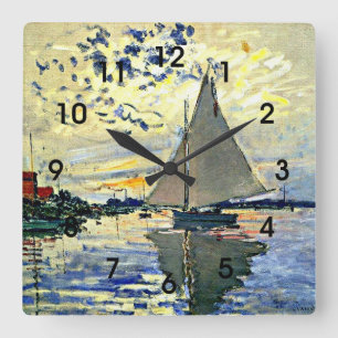 Horloge Carrée Monet - Voilier au Petit GENNEVILLIERS