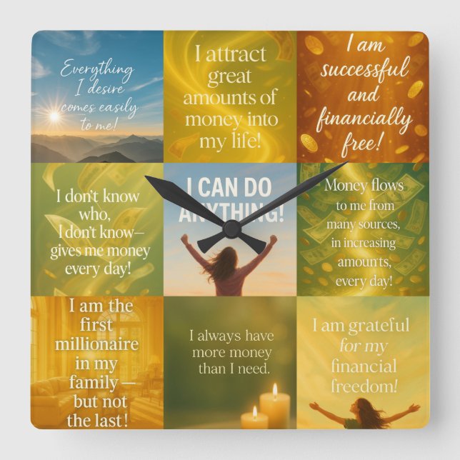 Horloge Carrée Money affirmation (Recto)