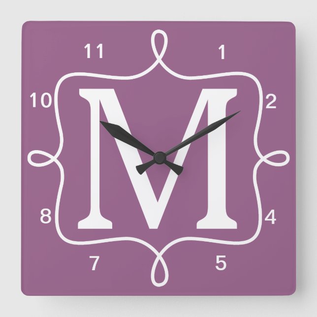 Horloge Carrée Monograme de Chic Purple (Recto)