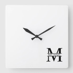 Horloge Carrée Monogramme et nom personnalisés