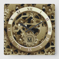 Monogramme Golden Clock Gears Numéros romains