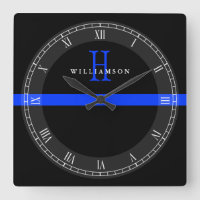 Monogramme personnalisé de la ligne bleue mince de