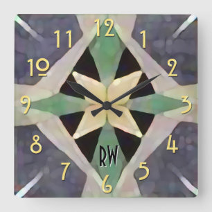 Horloge Carrée monogrammed de Moroccan Art Deco Batik