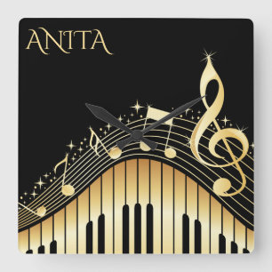 Horloge Carrée Monogrammed Musical Keyboard