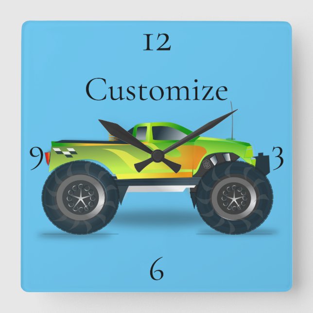 Horloge Carrée Monster Truck Thunder_Cove (Recto)