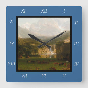 Horloge Carrée Montagnes Rocheuses d'Albert Bierstadt, pic de Lan