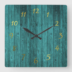 Horloge Carrée montres en bois bleues