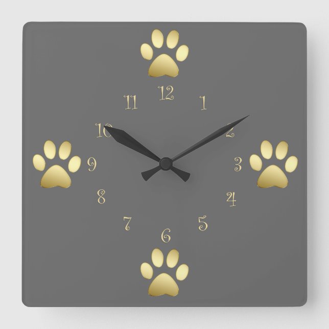 Horloge Carrée Montres murales des pattes de chien classiques (Recto)