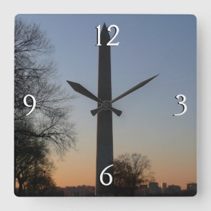 Horloge Carrée Monument de Washington au coucher du soleil