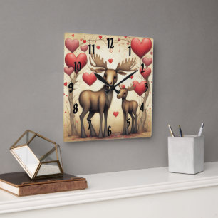 Horloge Carrée Moose Love 2