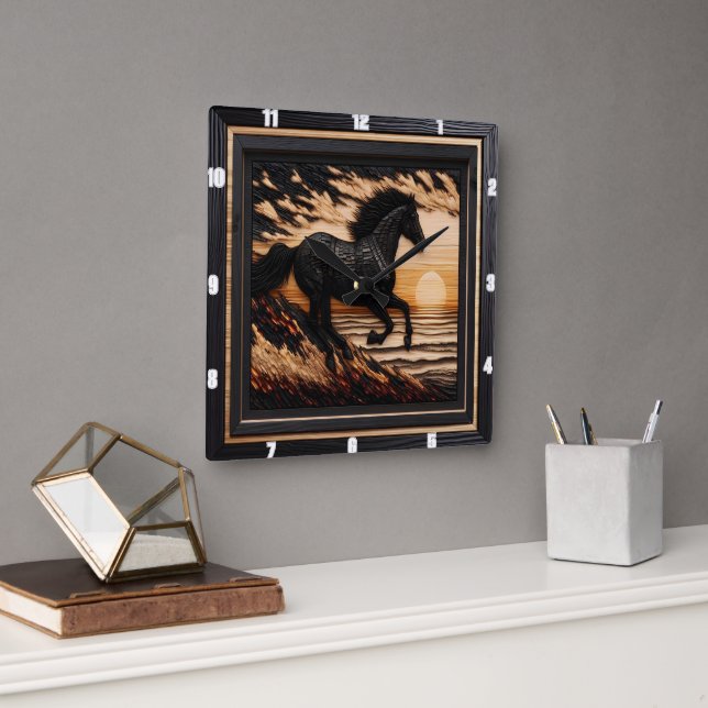 Horloge Carrée Morgan Shore Sprint : Textured Burning Style (Bureau)