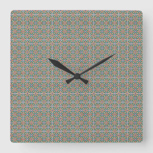 Horloge Carrée Moroccan Zellige Pattern Ornate Wall Clock