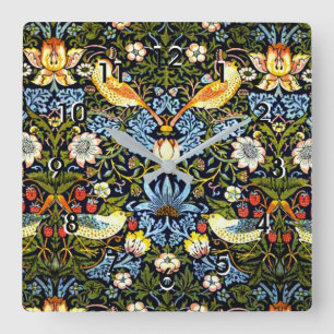 Horloge Carrée Morris - Strawberry Thief, célèbre design