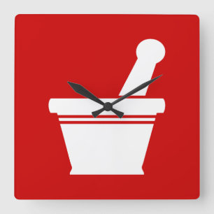 Horloge Carrée Mortar & Pestle