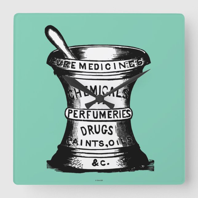 Horloge Carrée Mortier Et Château (Recto)