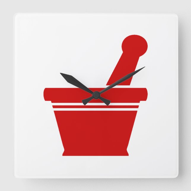 Horloge Carrée Mortier et pilon (Recto)