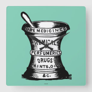 Horloge Carrée Mortier et pilon