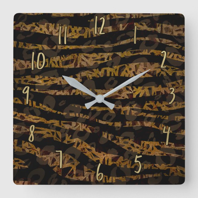 Horloge Carrée Mosaic Chic Elegant Safari Glam Jungle Imprimer (Recto)