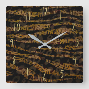 Horloge Carrée Mosaïque Chic Élégant Safari Glam Imprimé Jungle