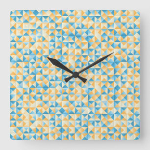 Horloge Carrée Mosaïque en bleu et orange