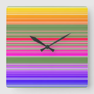 Horloge Carrée Motif à bandes multiples