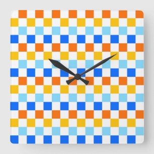 Horloge Carrée Motif à carreaux de feu et de glace