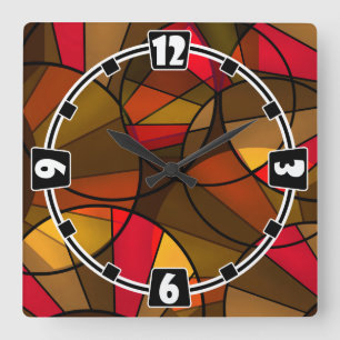 Horloge Carrée Motif abstrait coloré