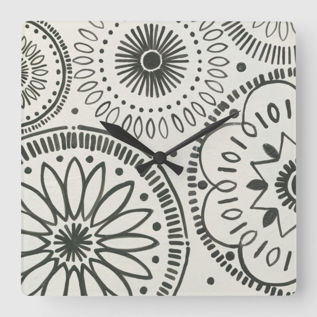 Horloge Carrée Motif Abstrait Kami (Recto)