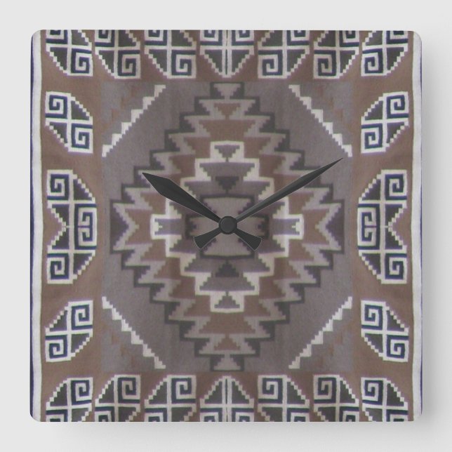 Horloge Carrée Motif amérindien (Recto)