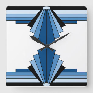 Horloge Carrée Motif Art déco dans le blues