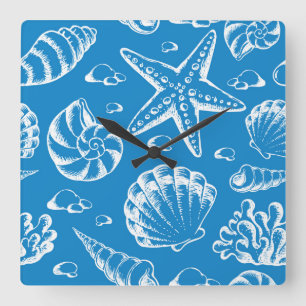 Horloge Carrée Motif Blue Beach