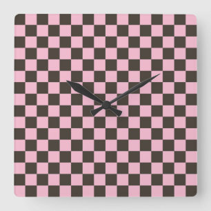 Horloge Carrée Motif damier fleur de cerisier