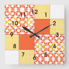 Horloge Carrée Motif de blocs de surface composée "Tubes d'automn