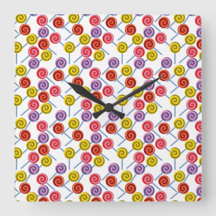 Horloge Carrée Motif de bonbons motif Lollies lollipop 2
