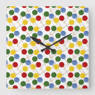 Horloge Carrée Motif de bonbons motif Lollies lollipop 21