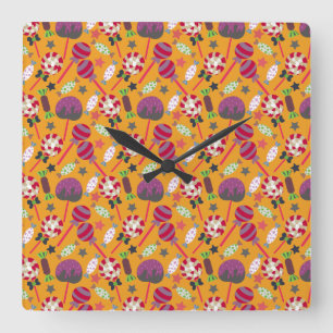 Horloge Carrée Motif de bonbons motif Lollies lollipop 23