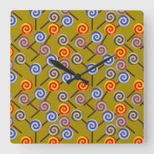 Horloge Carrée Motif de bonbons motif Lollies lollipop 26