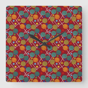 Horloge Carrée Motif de bonbons   motif Lollies   lollipop 32