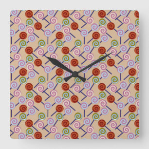 Horloge Carrée Motif de bonbons motif Lollies lollipop 41