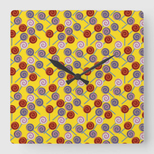 Horloge Carrée Motif de bonbons motif Lollies lollipop 50