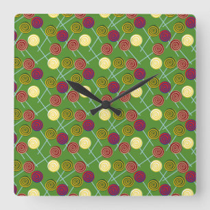 Horloge Carrée Motif de bonbons motif Lollies lollipop 58